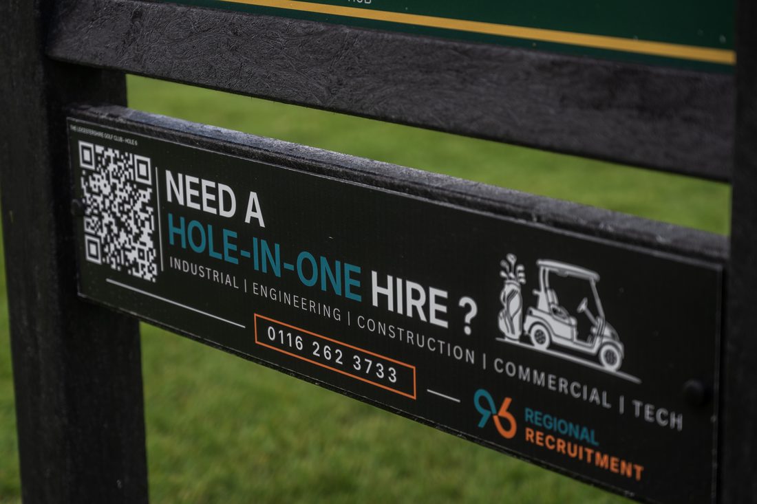 96 Regional Recruitment’s panel on a JB tee sign